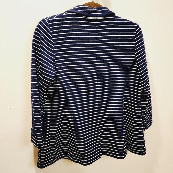 Talbots navy stripes open front blazer size S - Picture 3 of 13